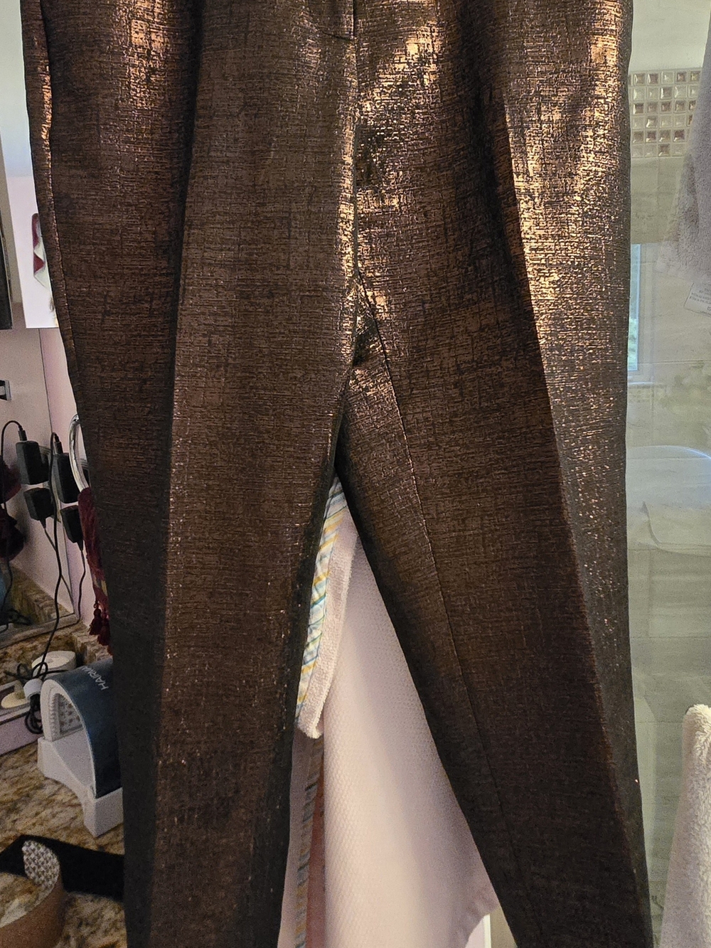 Pure Collection Metallic Burgundy Women's Dress Trousers - Shimmer Finish Uk12/6